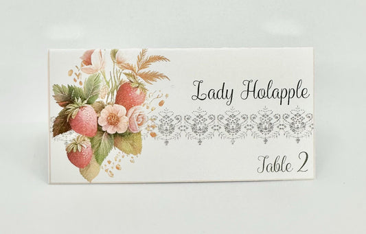 Bridal Shower Tea Party Strawberry Place Card