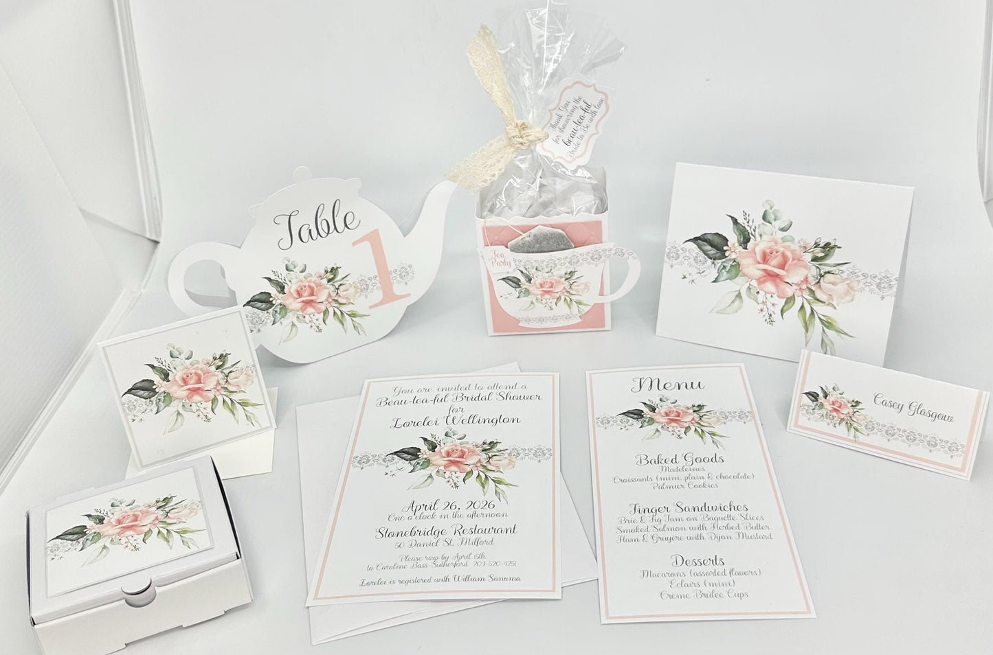 Pink Rose Bouquet Ensemble Bridal Shower Tea Party Pack Kit