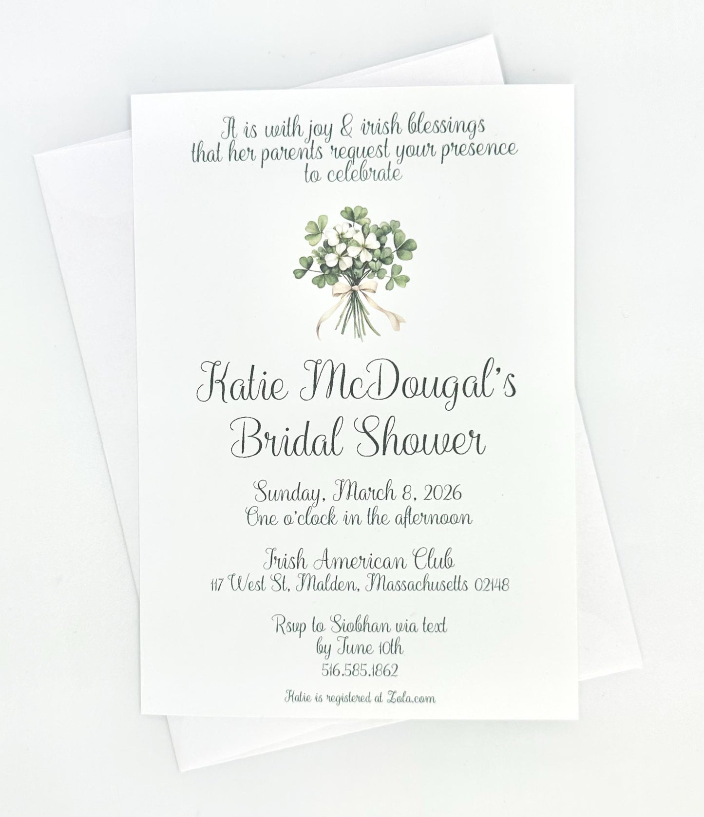 Digital Editable Irish Shamrock Clover Bridal Shower Invitation Celtic Gaelic UK Wedding