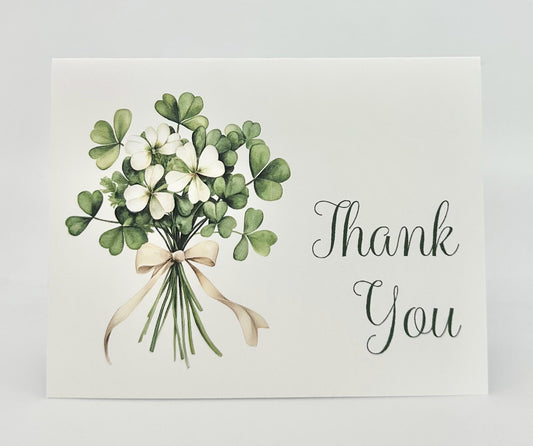 Digital Thank You Greeting Card Irish Shamrock Clover Bridal Shower Wedding Birthday