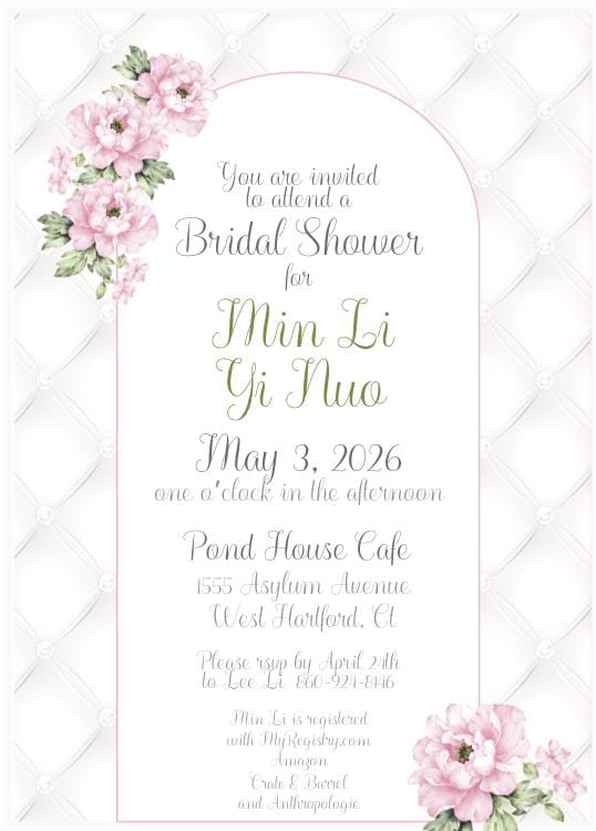 Digital Editable Pink Peony Bridal Shower Invitation
