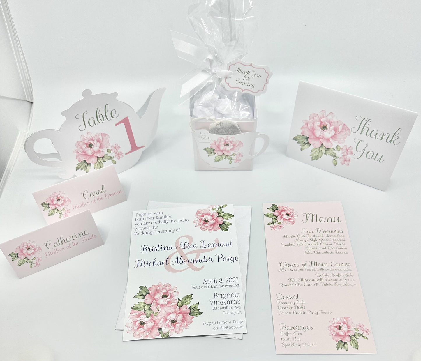 Wedding Invitation Editable Digital Pink Peony by The Paper Fascinator