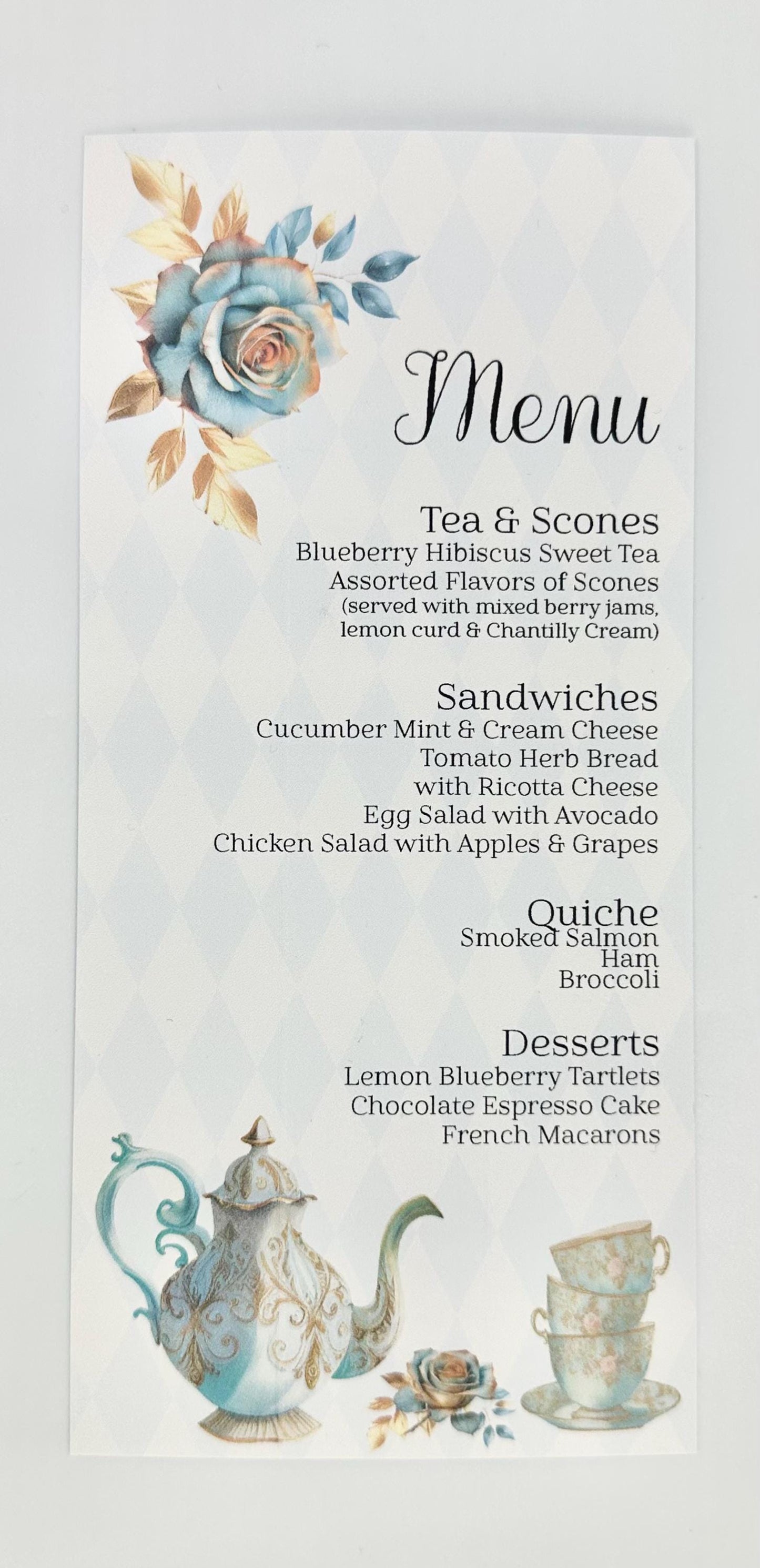 Blueberry Tea Party Invitation for Birthday, Baby is Brewing, or Beau-Tea-Ful Bridal Shower