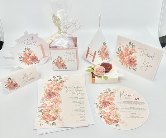 Terracotta Floral Tea Party Kit: Bridal Shower, Birthday, Wedding