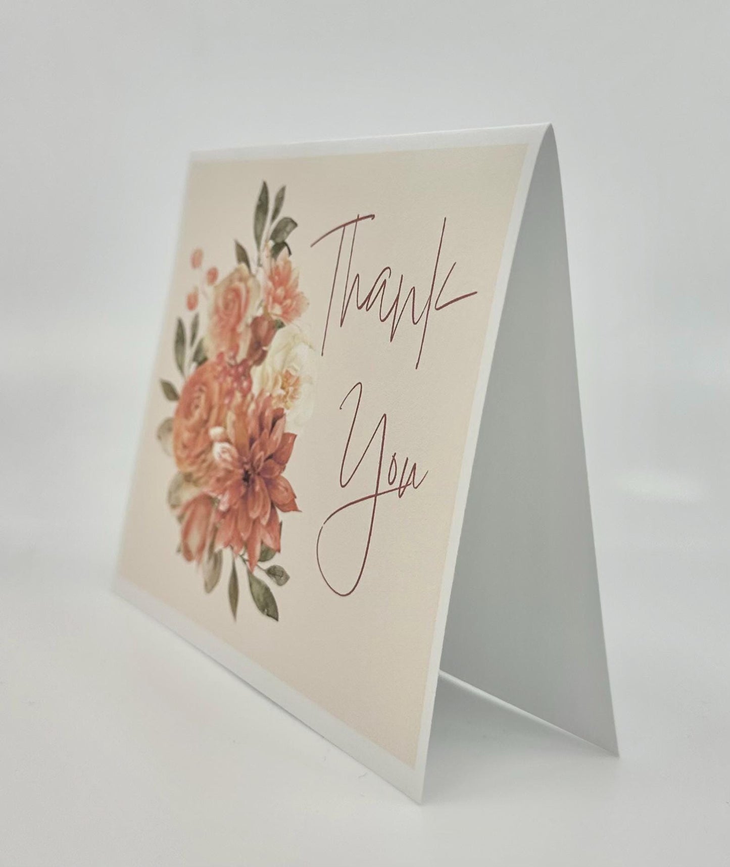 Thank You Note Greeting Card Terracotta Autumn Floral Bouquet: Bridal Shower, Birthday, Wedding