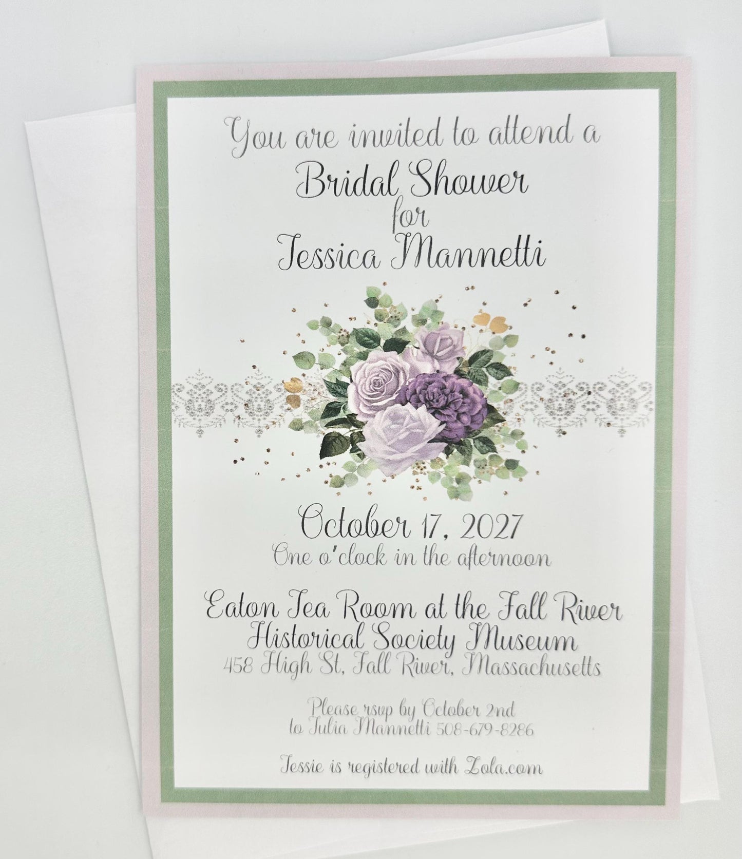 Purple Rose Tea Party Invitation Kit: Bridal Shower, Wedding