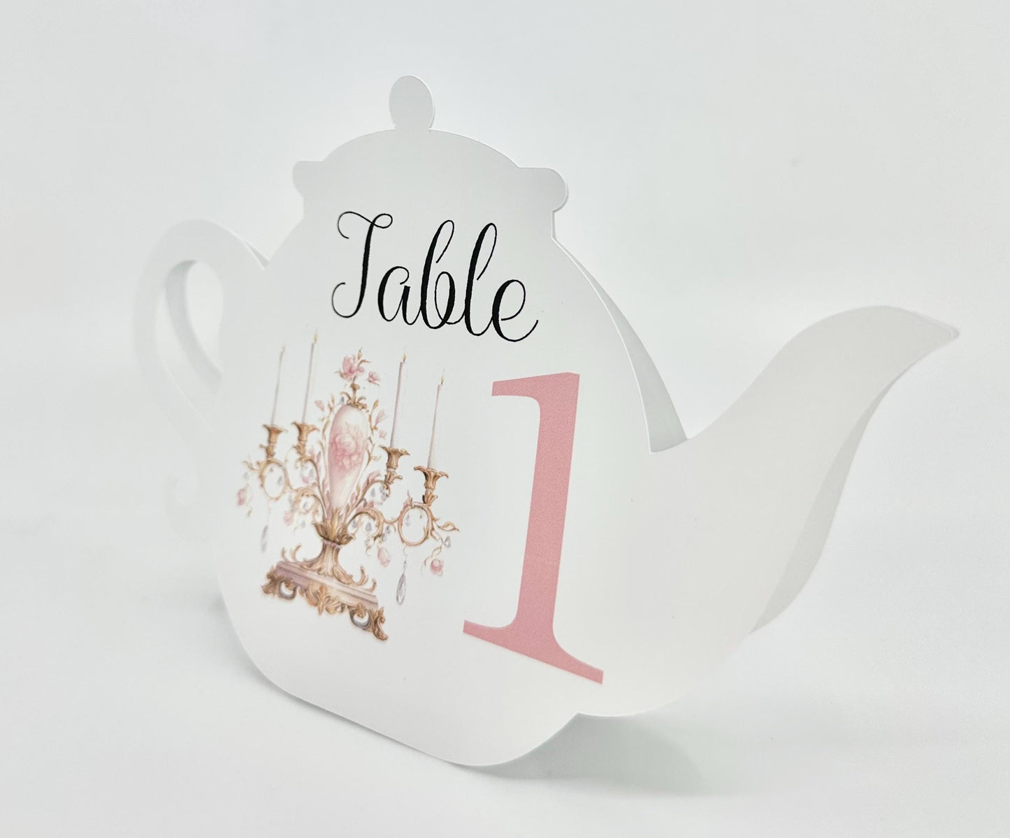 Bridal Shower Tea Pot Candelabra Table Assignment Sign Rococo European Decor