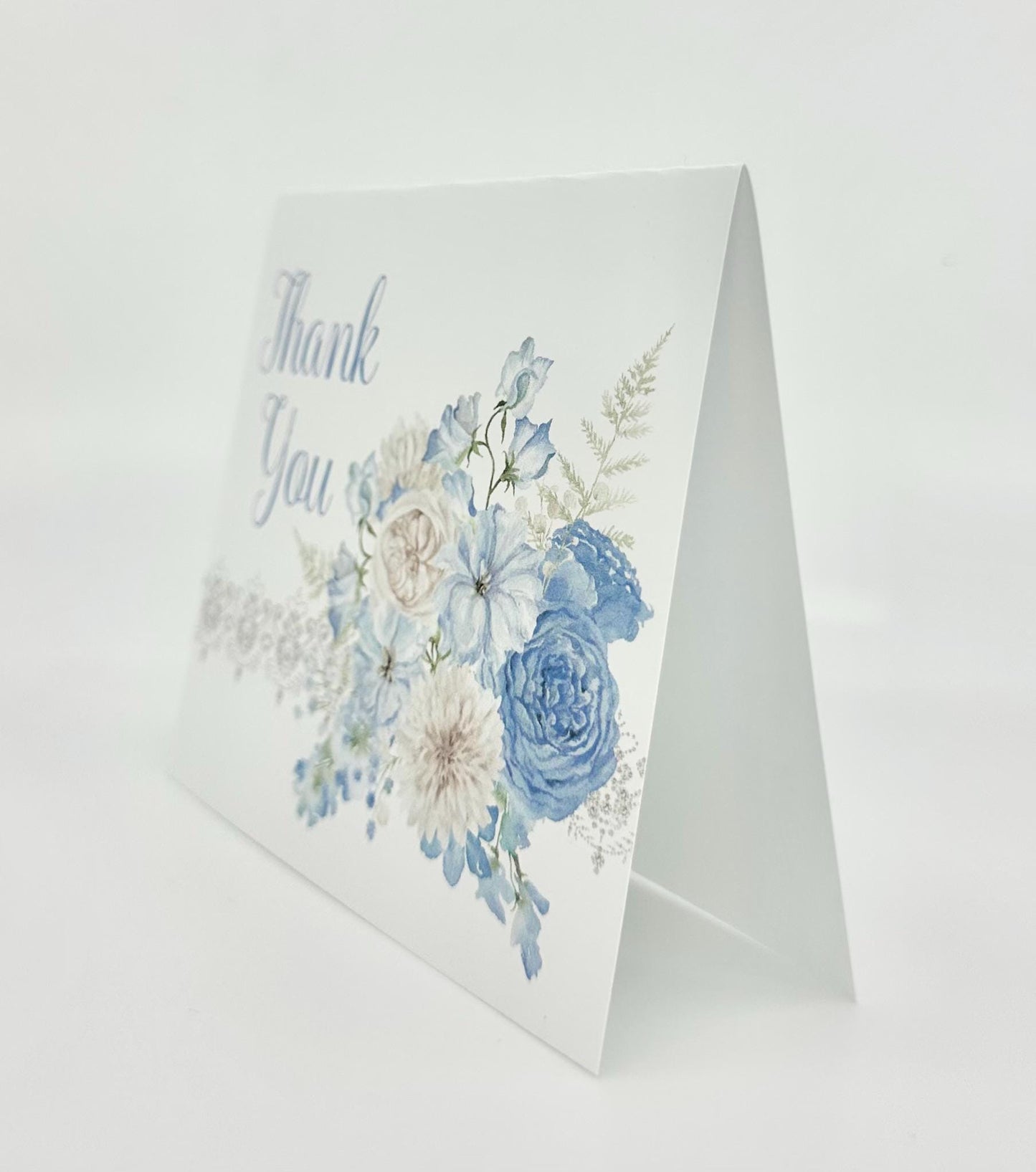 Sky Blue Bouquet Tea Party Thank You Note Card Greeting of Gratitude