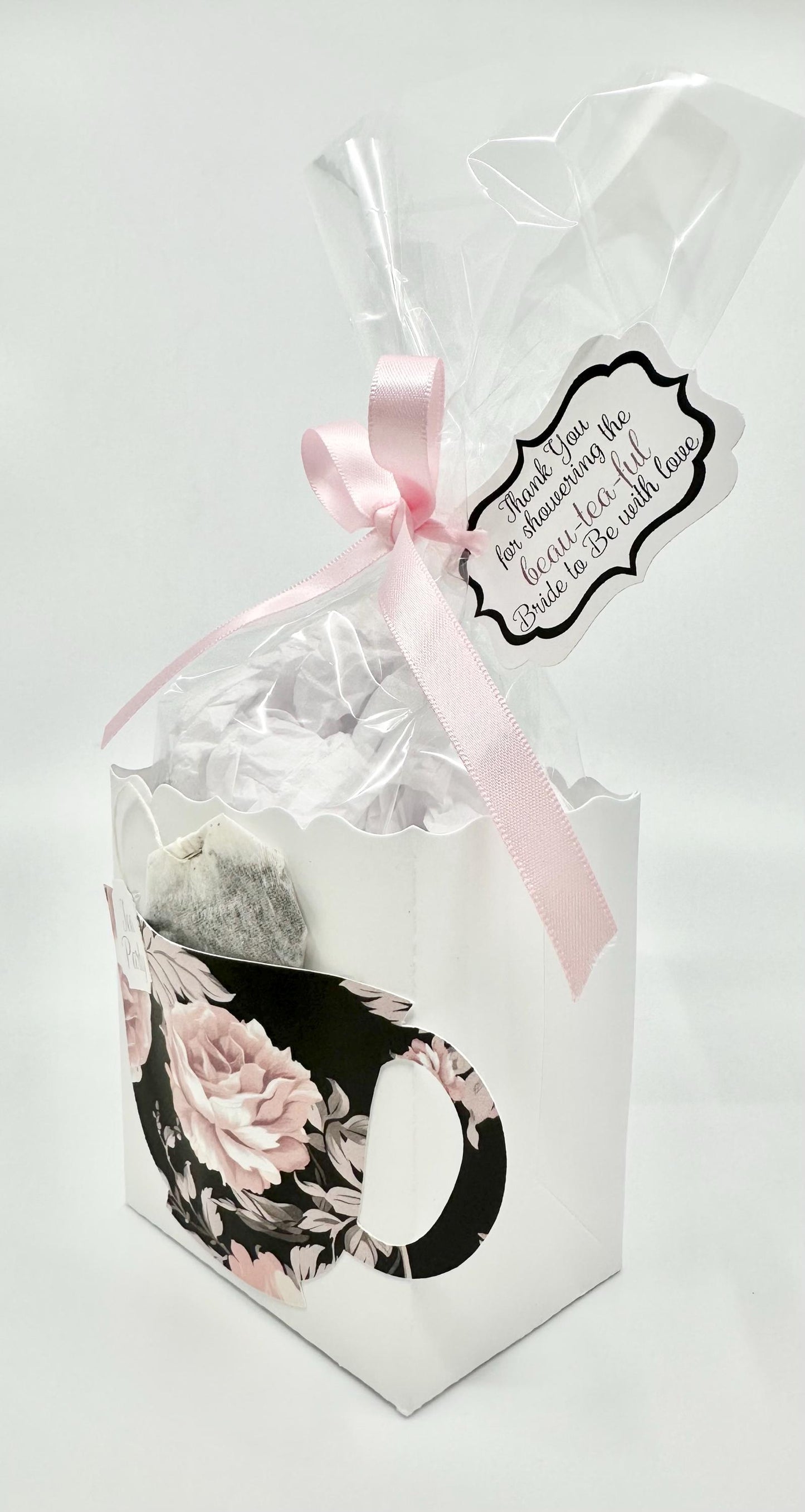 Bridal Shower Tea Party Invitation Party Pack Kit Black and Pink Floral Bouquet Ensemble