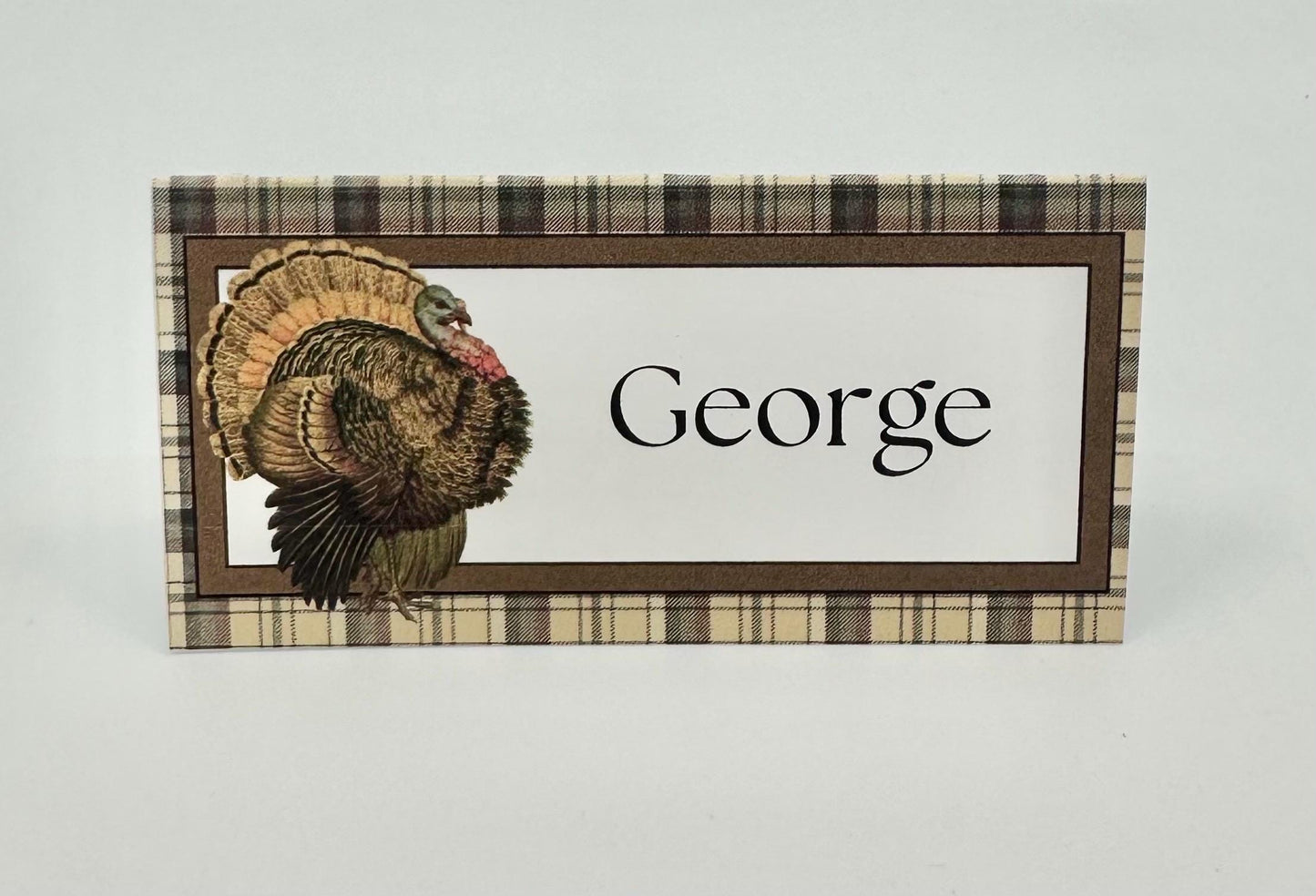 Digital Editable Thanksgiving Day Place Cards Turkey Plaid Table Seating Instant Download