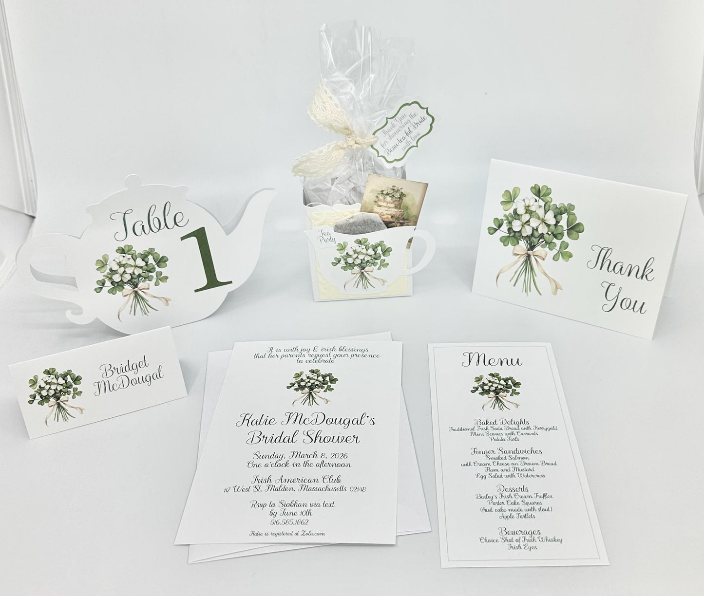 Digital Editable Irish Shamrock Clover Bridal Shower Invitation Celtic Gaelic UK Wedding