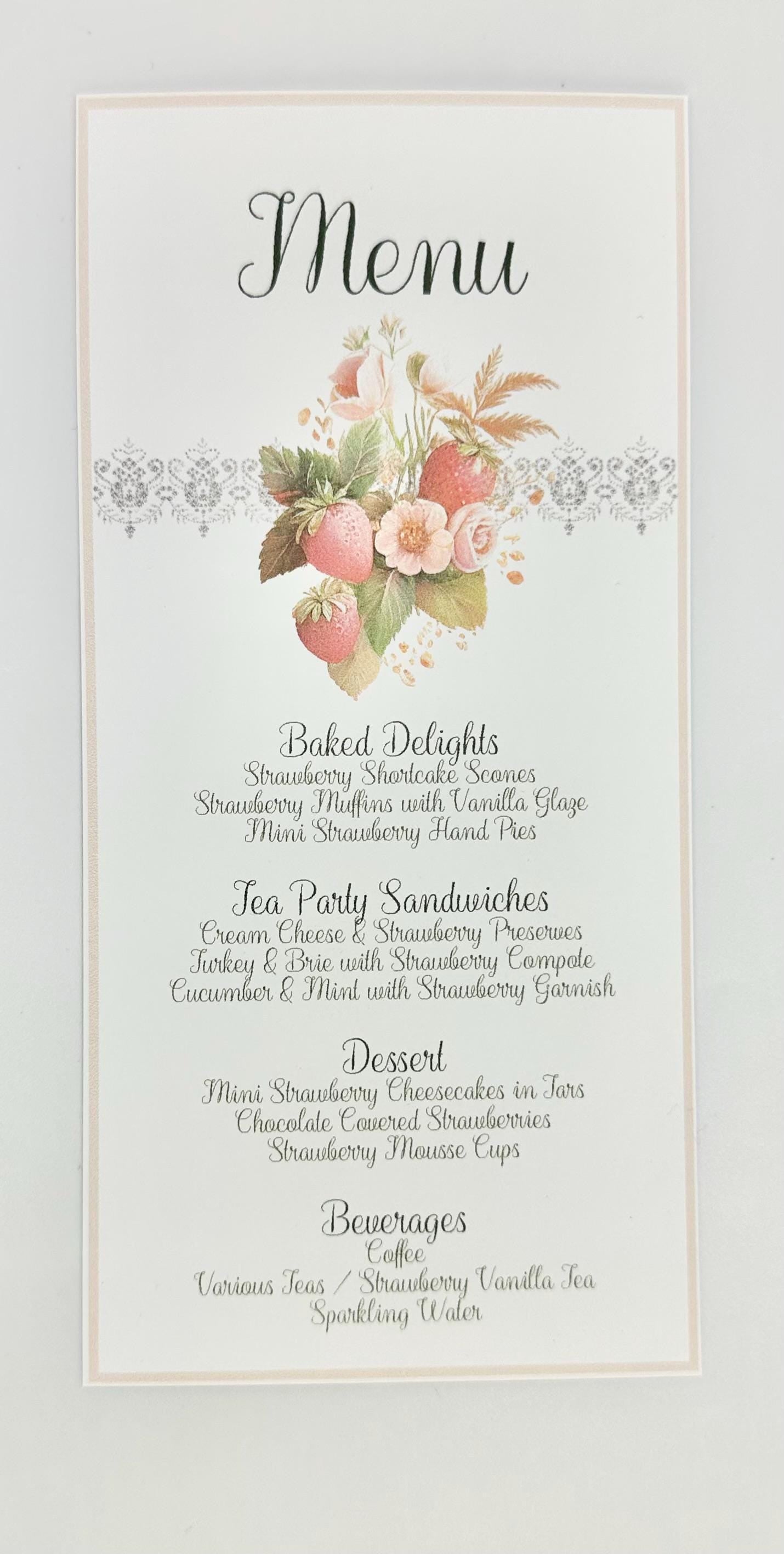 Digital Editable Strawberry Tea Party Bridal Shower Invitation