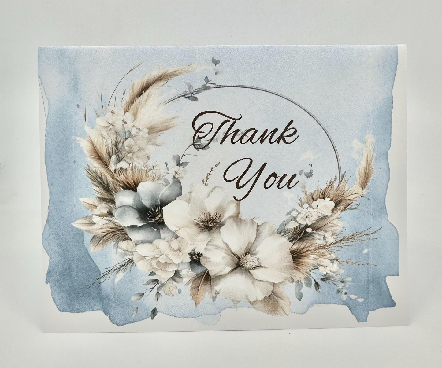 Blue Cowgirl Cowboy Floral Thank You Note Card