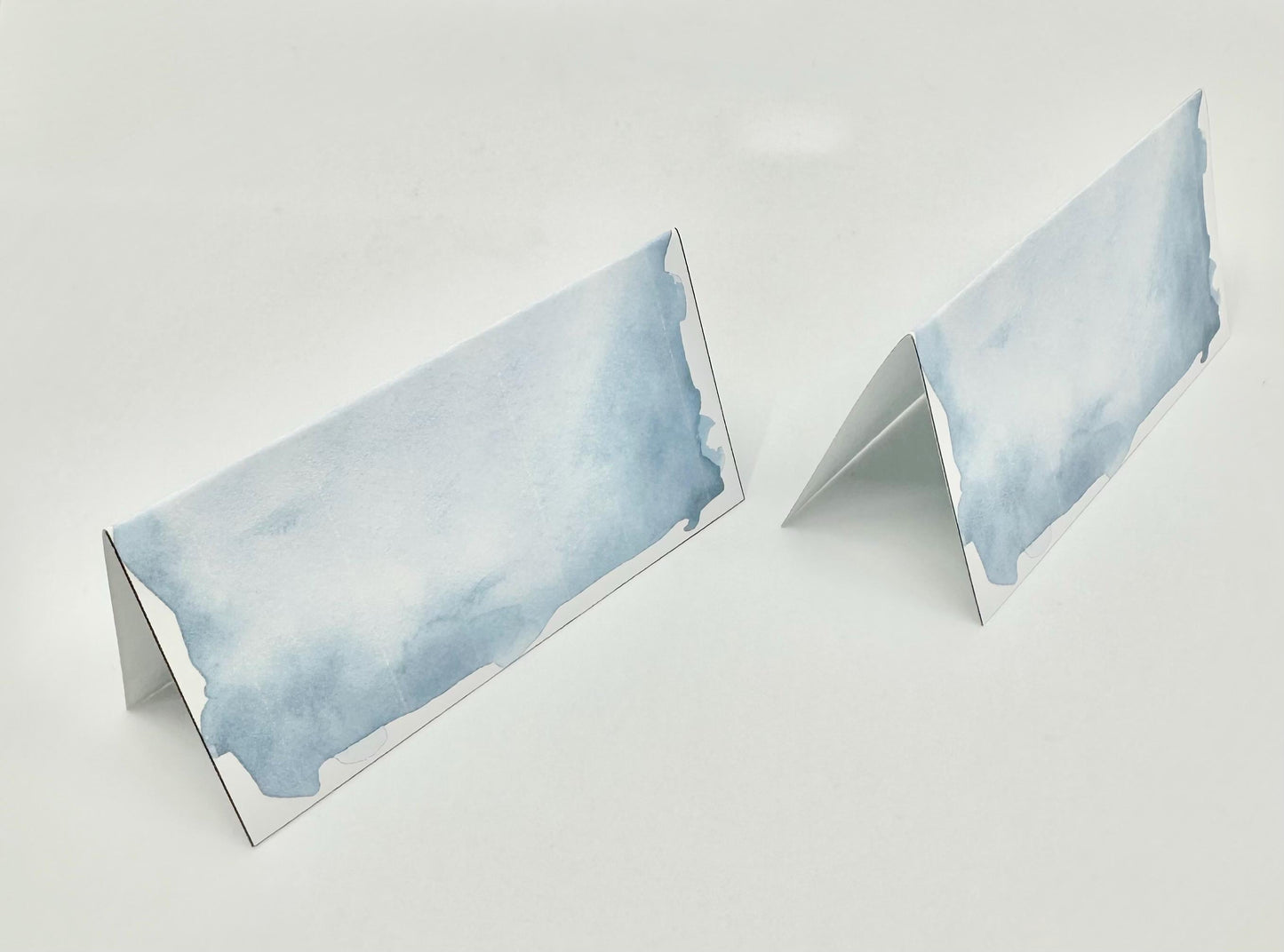 Blue Cowgirl Cowboy blue and white wildflowers place cards
