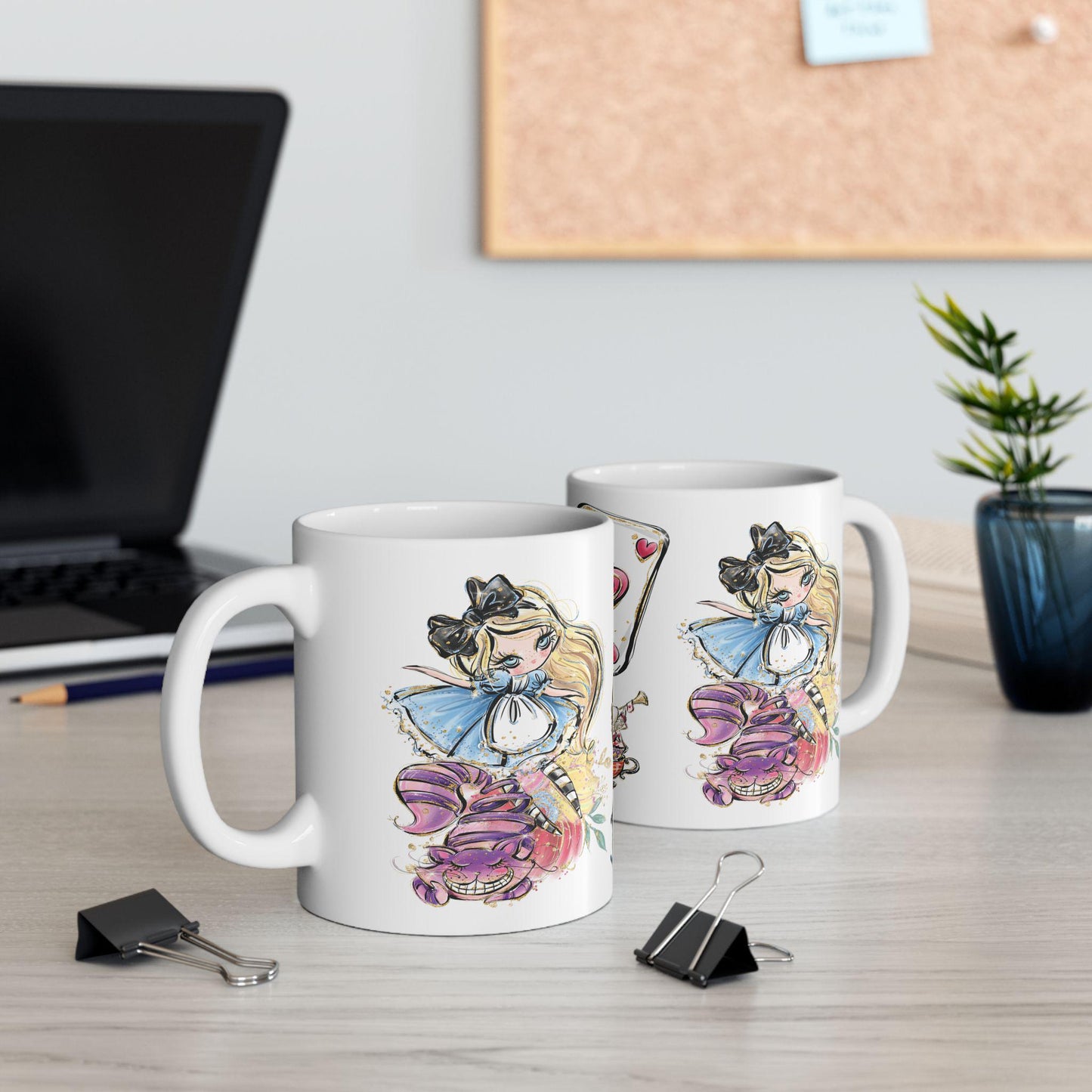 Alice in Wonderland Cheshire Cat Mad Hatter White Rabbit Whimsical Mug | Ceramic Coffee Cup
