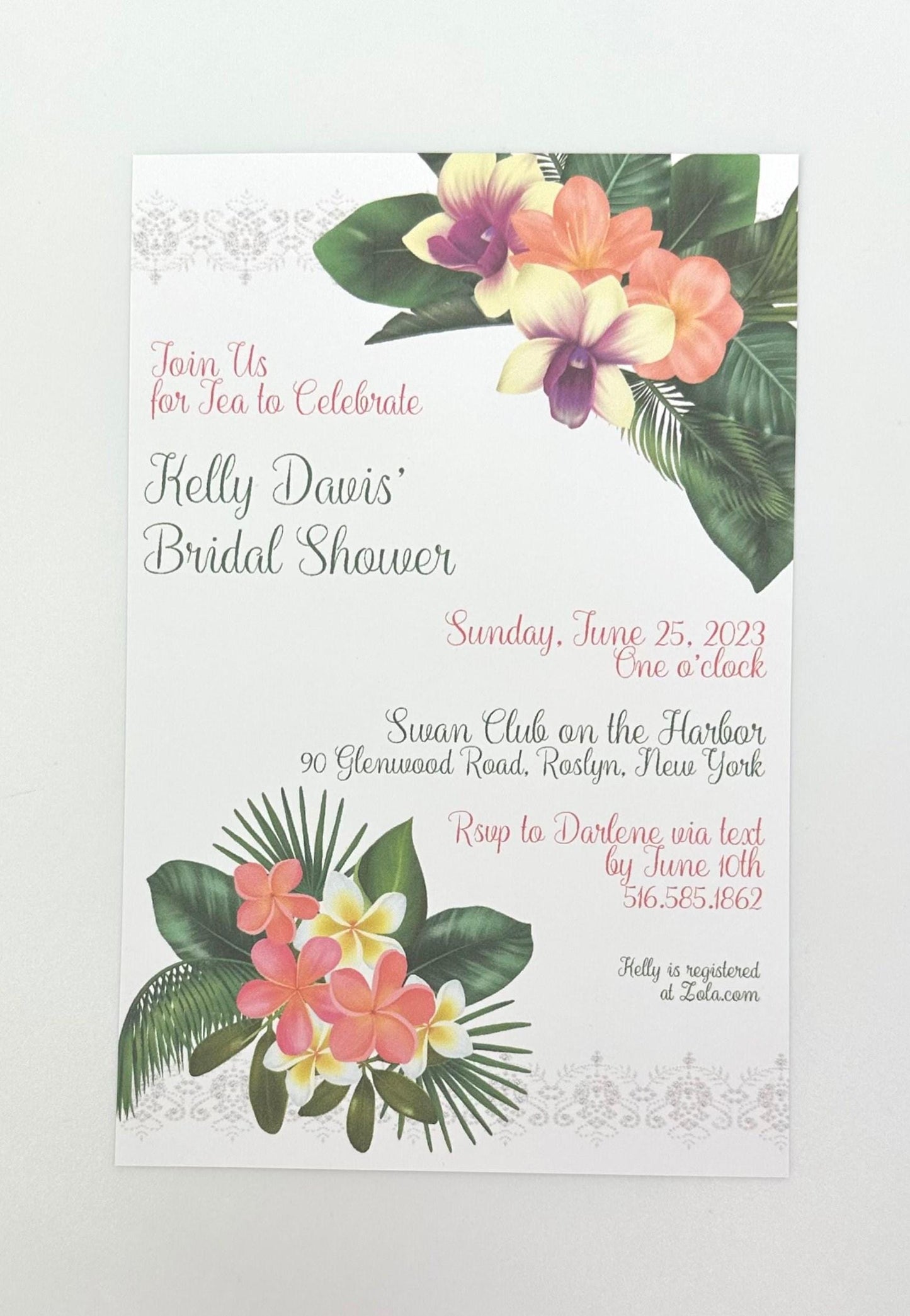 Bridal Shower Tea Party Tropical Island Destination Invitation
