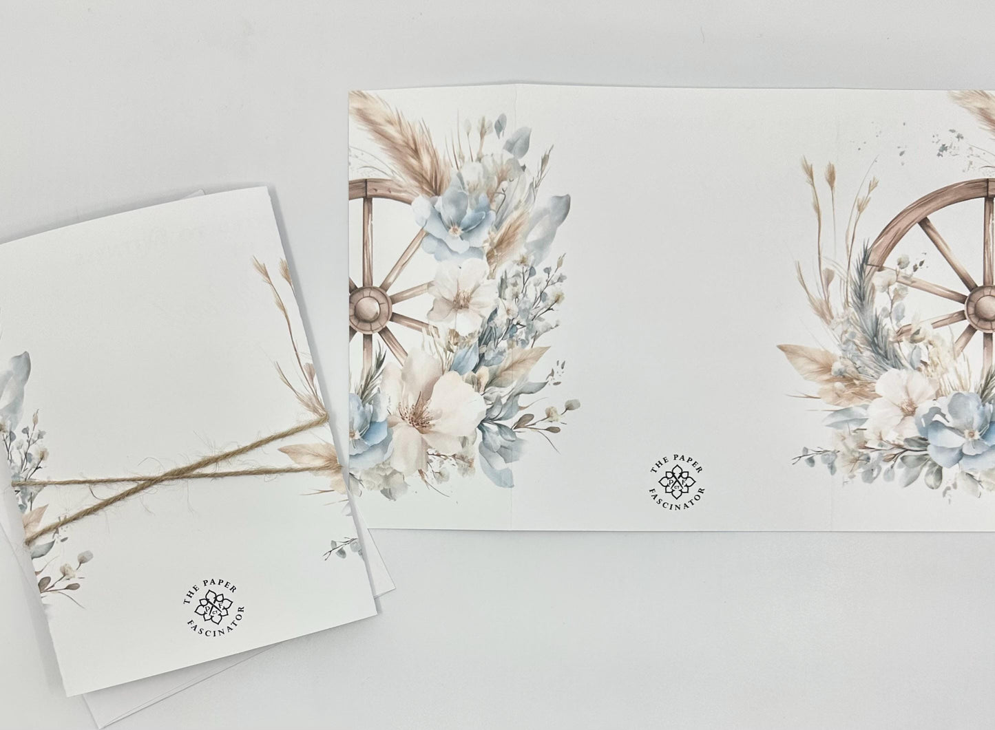 Blue Cowgirl Cowboy Floral Thank You Note Card