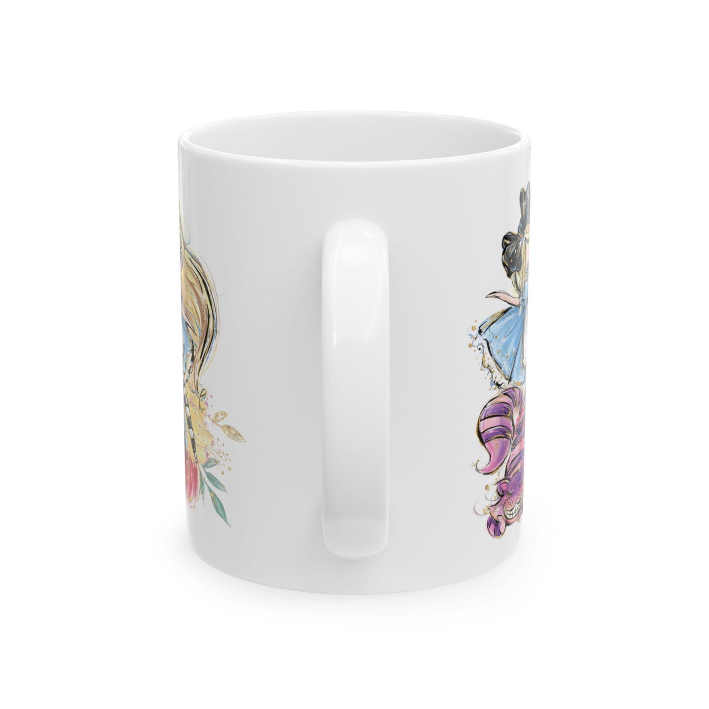 Alice in Wonderland Cheshire Cat Mad Hatter White Rabbit Whimsical Mug | Ceramic Coffee Cup