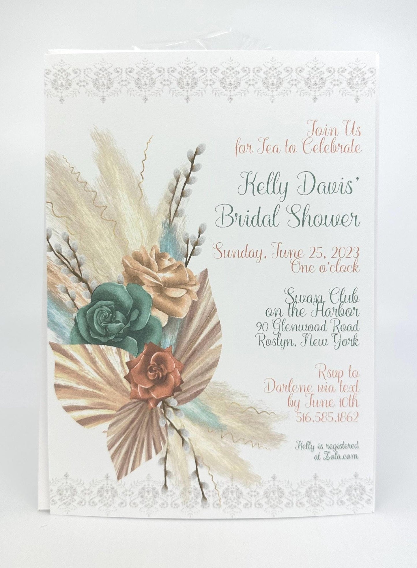 Boho Bouquet Bridal Shower Tea Party invitation