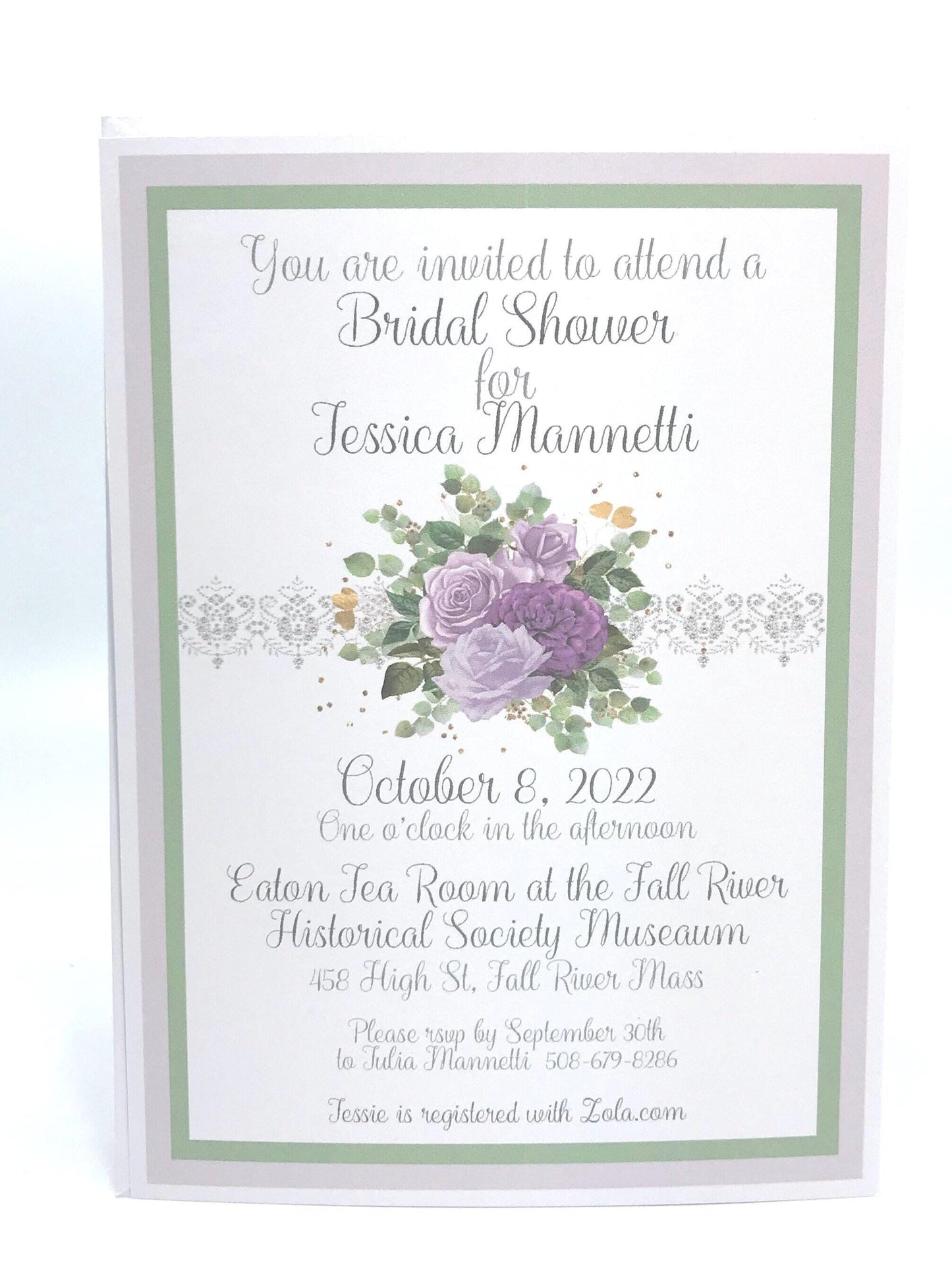 Purple Rose Tea Party Ensemble: Invitation