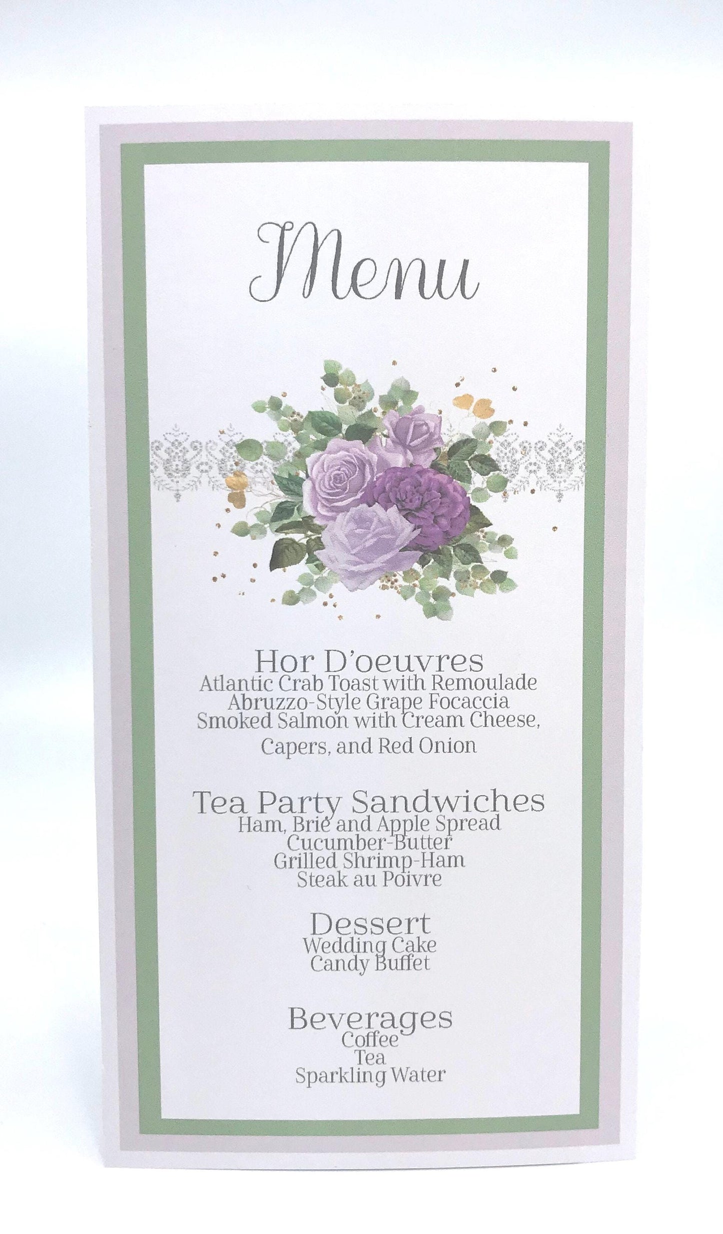Purple Rose Tea Party Ensemble: Menu