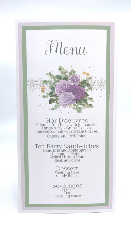 Purple Rose Tea Party Ensemble: Menu