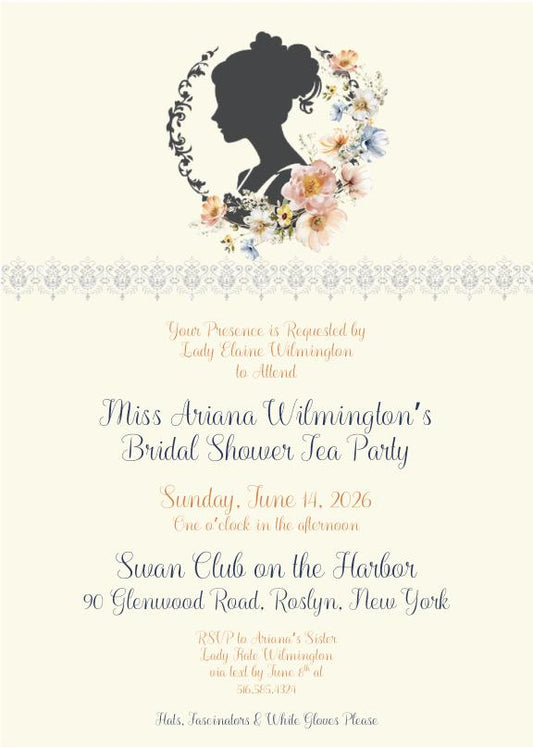 Digital You Are My Cup of Tea Invitation UpDo with Crown