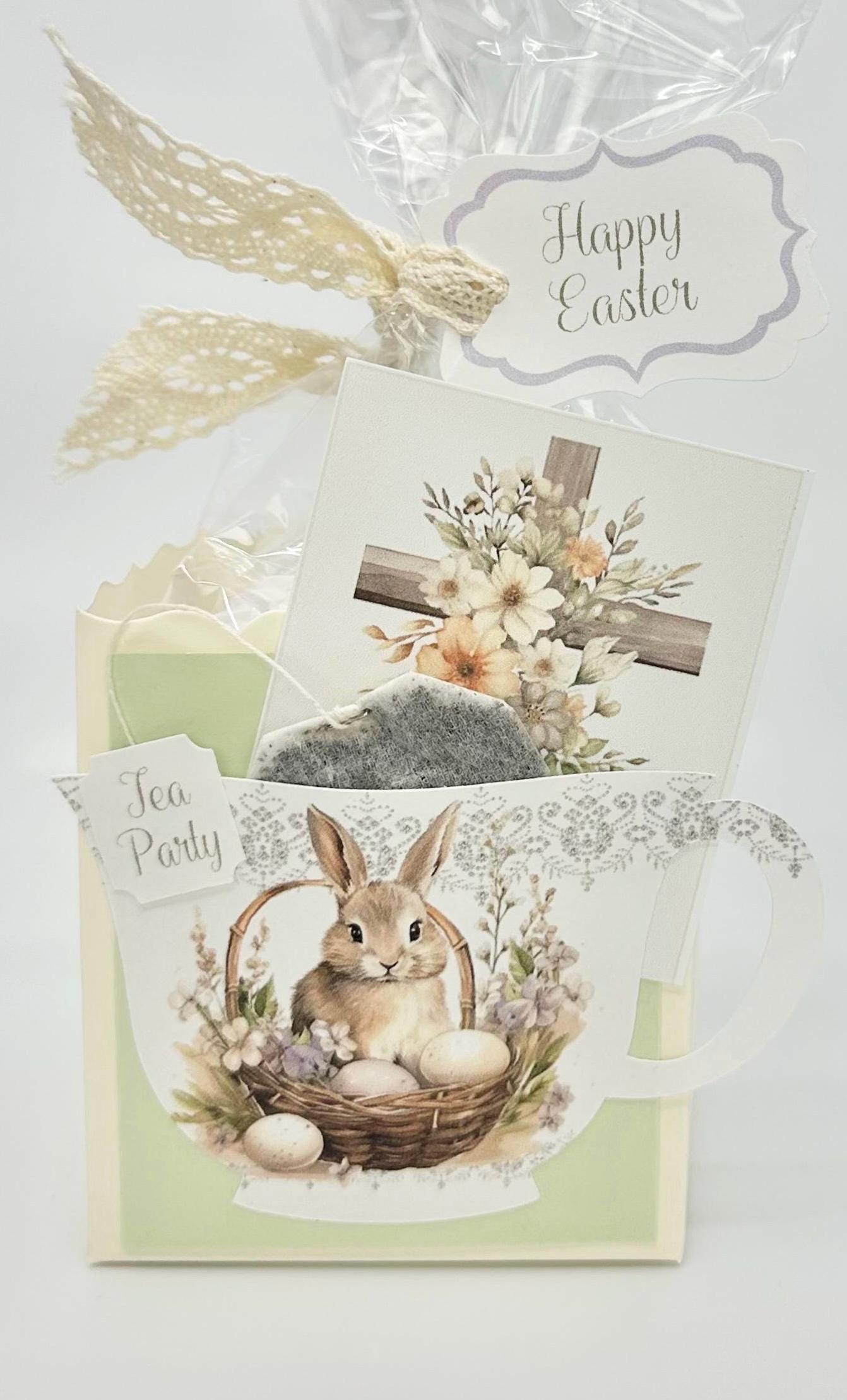 Bunny Tea Party Favor Gift Box & Bag for Easter Sunday Basket