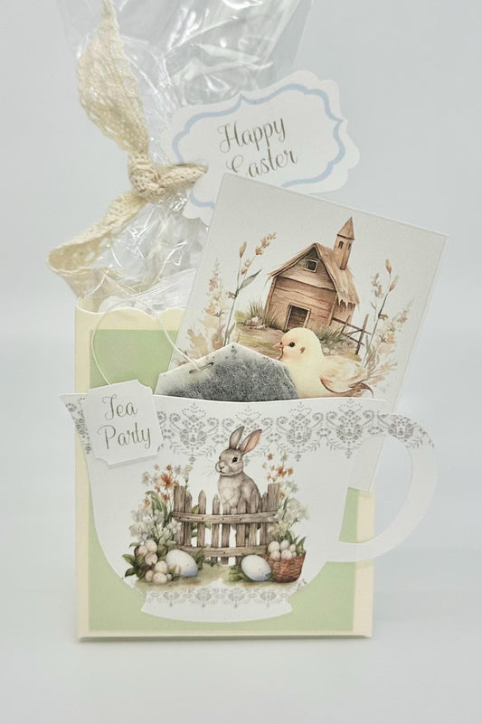 Bunny and Chick Tea Party Favor Gift Box & Bag for Easter Sunday Basket