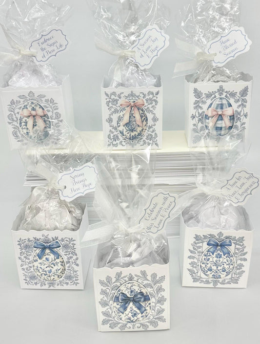 3-D Toile Easter Egg Gift Basket Box and Bag Party Favors