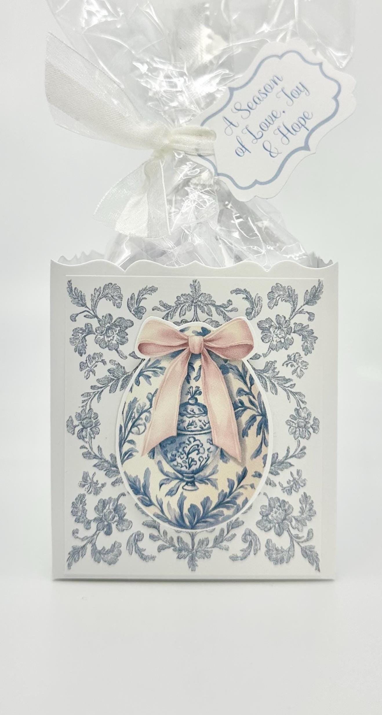 3-D Vase with Pink Bow Easter Egg Gift Basket Box and Bag Party Favor