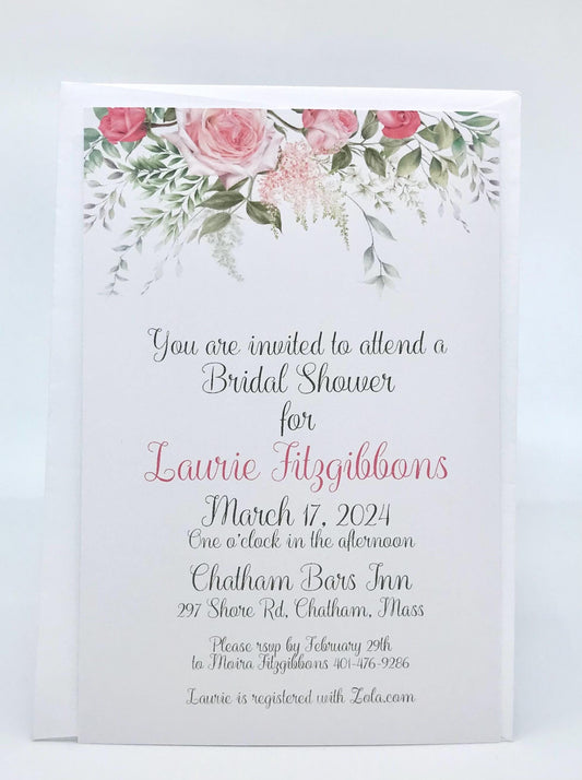 Sprig of Roses Tea Party Invitation Bridal Baby Shower Birthday
