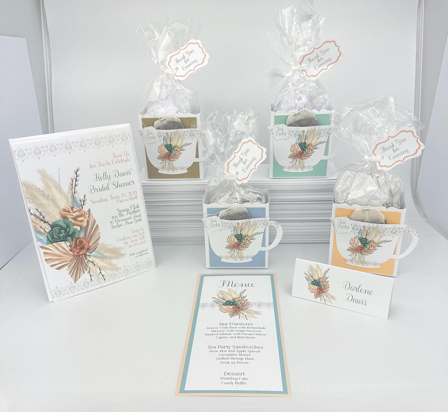 Boho Bouquet Bridal Shower Tea Party invitation