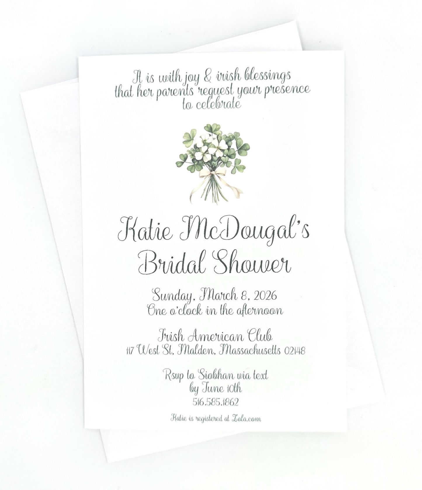 Irish Clover Celtic Gaelic Bridal Shower Tea Party Invitation