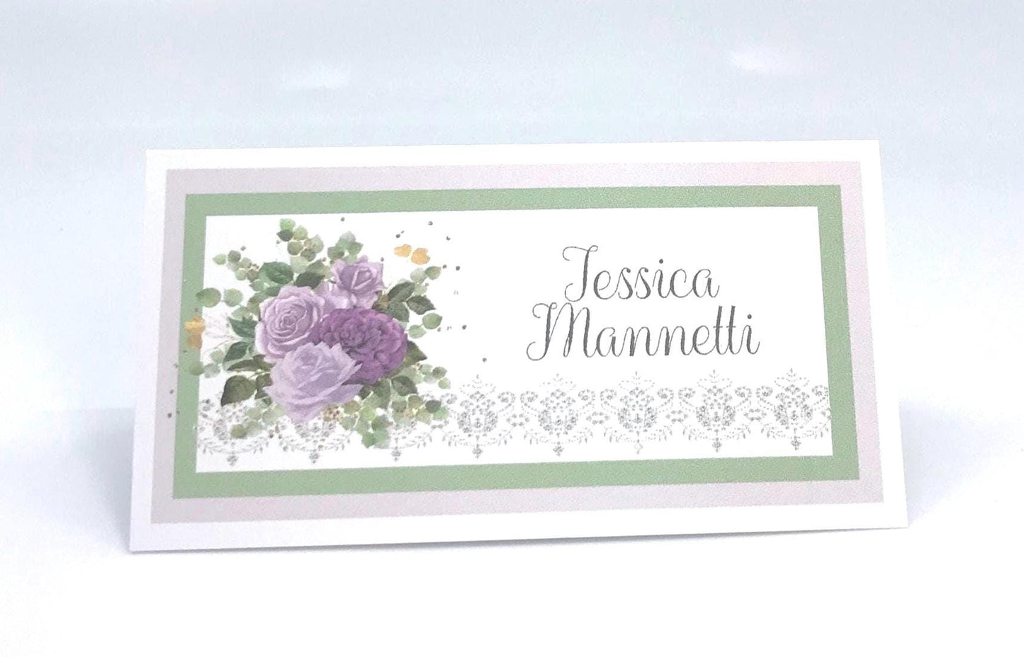 Digital Purple Rose Place Cards Sage Eucalyptus Table Seating Instant Editable Download