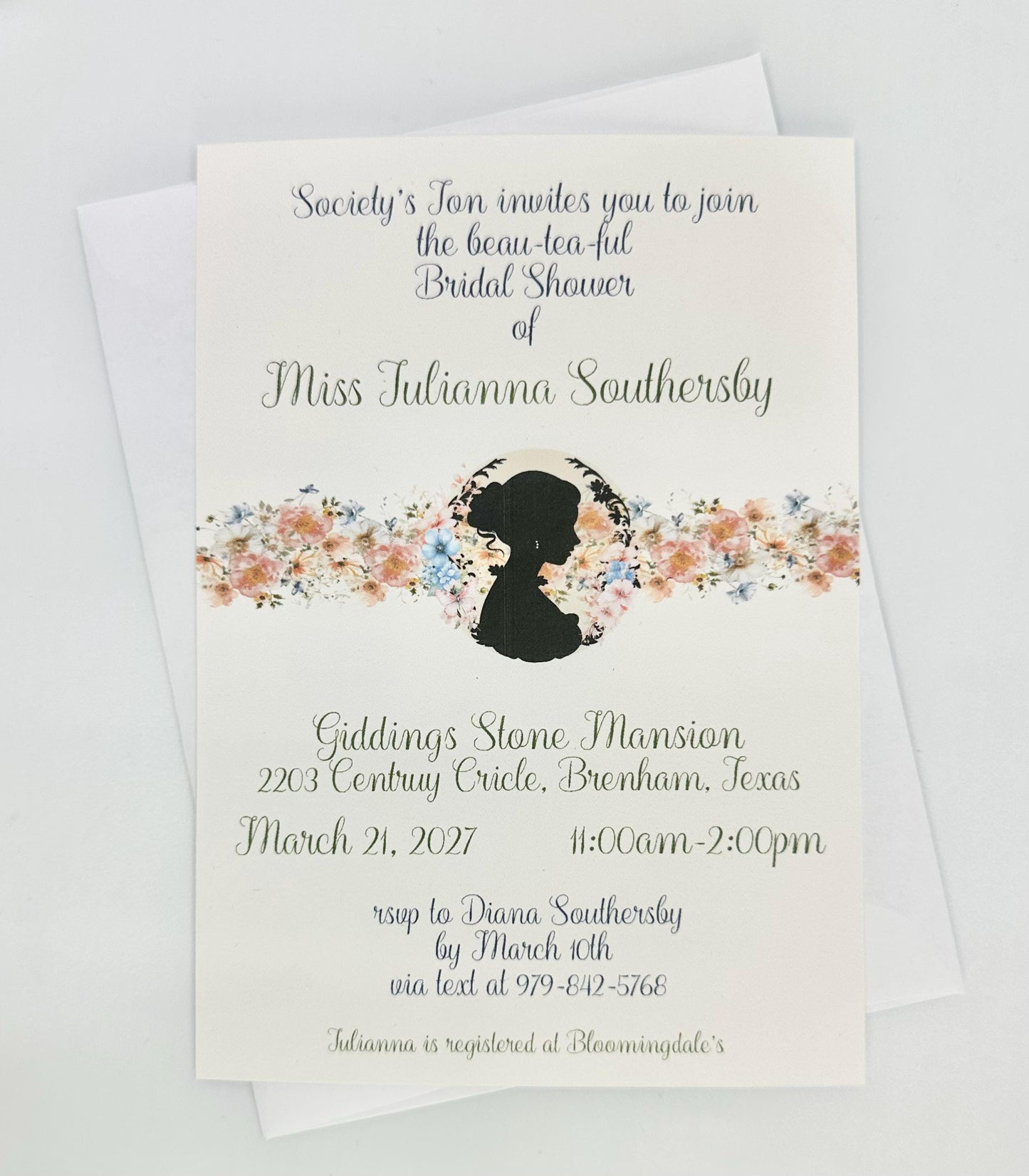 Digital You are My Cup of Tea Invitation Lace Collar Floral Band