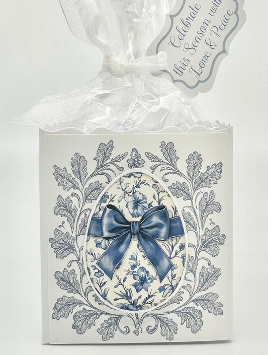 Dark Blue Bow 3-D Toile Easter Egg Gift Basket Box and Bag Party Favors